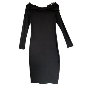 Universal thread, Elegant dress for women, Black, cotton and polyester, size M.